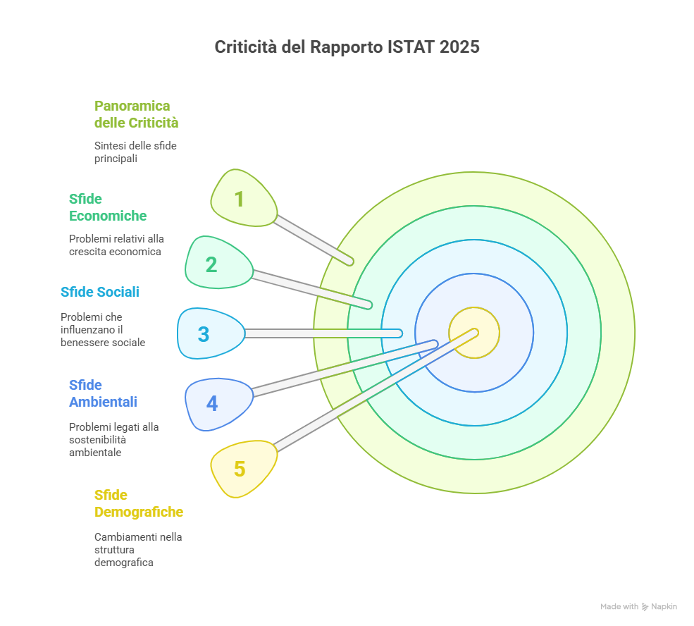 Rapporto ISTAT 2025: Italia più anziana, povera e diseguale 1 Mappa Visiva delle Criticita del Rapporto ISTAT 2025 visual selection 1 1